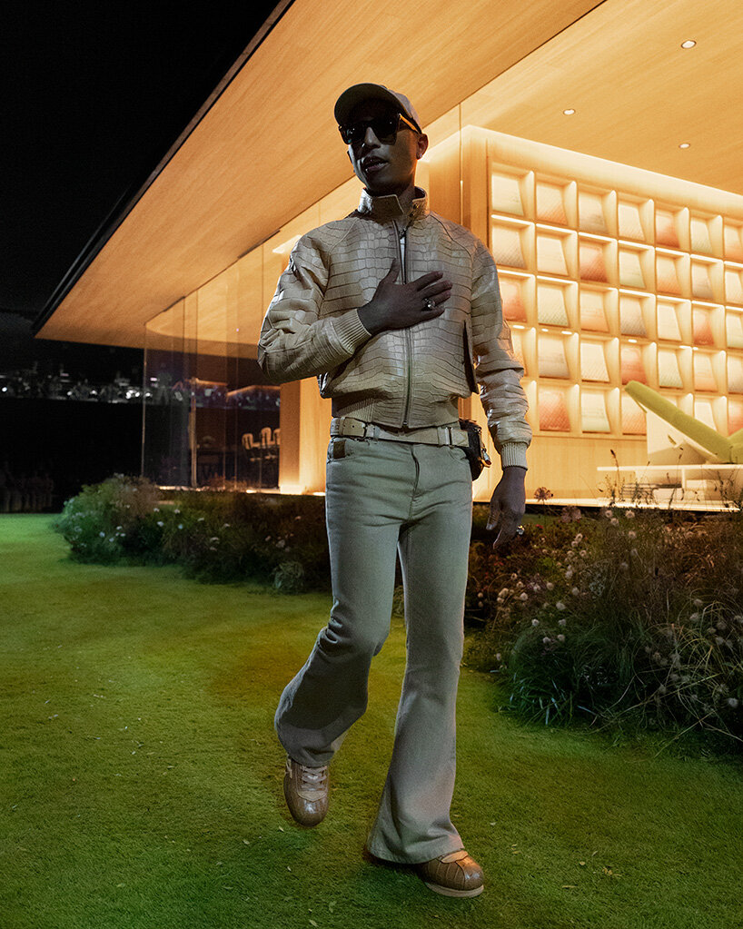 pharrell williams and NOT A HOTEL stage louis vuitton's show around a prefabricated home