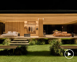 pharrell williams and NOT A HOTEL stage louis vuitton's show around a prefabricated home