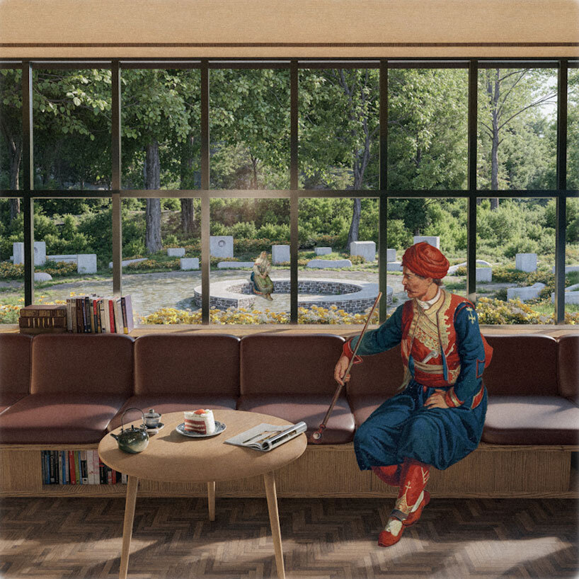 Un anillo de bloques de hormigón da forma a la propuesta del centro cultural balcánico de una ciudad rural estadounidense