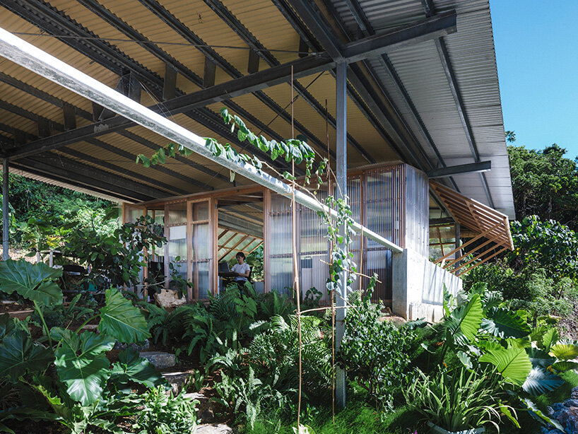 studio cochi architects wraps okinawa workspace in double-skin of insect netting and vinyl