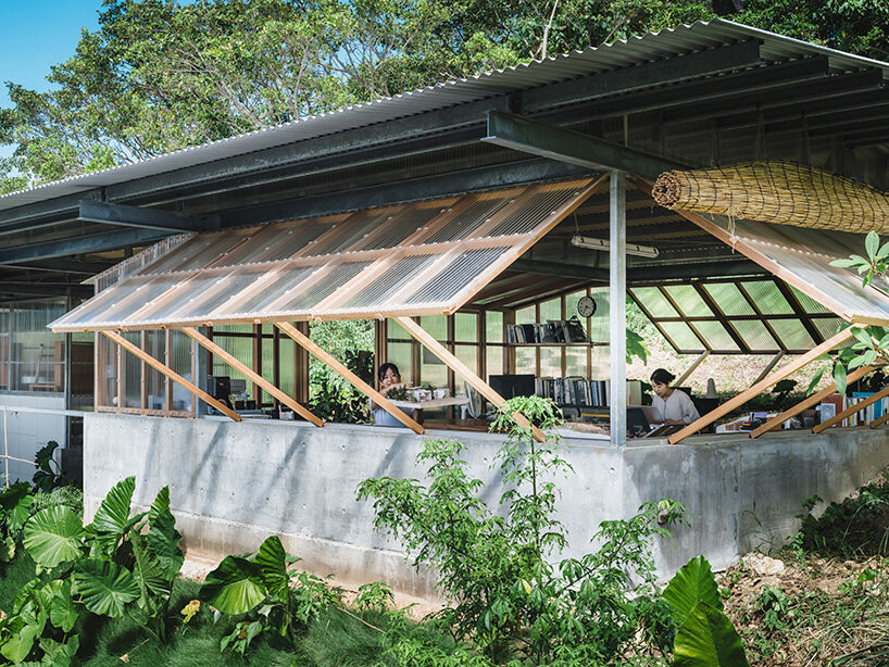studio cochi architects wraps okinawa workspace in double-skin of insect netting and vinyl