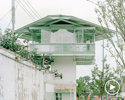 tiny 24-hour bookstore by SZ-architects crowns former prison watchtower in china