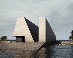 rammed earth makes up wrot studio memorial proposal for new york city public cemetery