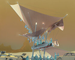 nomad’s automobile imagines future of mobility with hybrid habitat-vehicle unit