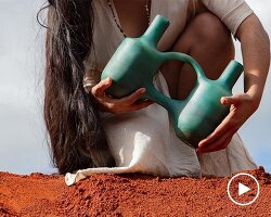 turquoise resin reimagines peruvian clay whistling vessels for vicús collection