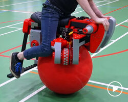 bike with one multi-directional ball rolls the riders to where they lean