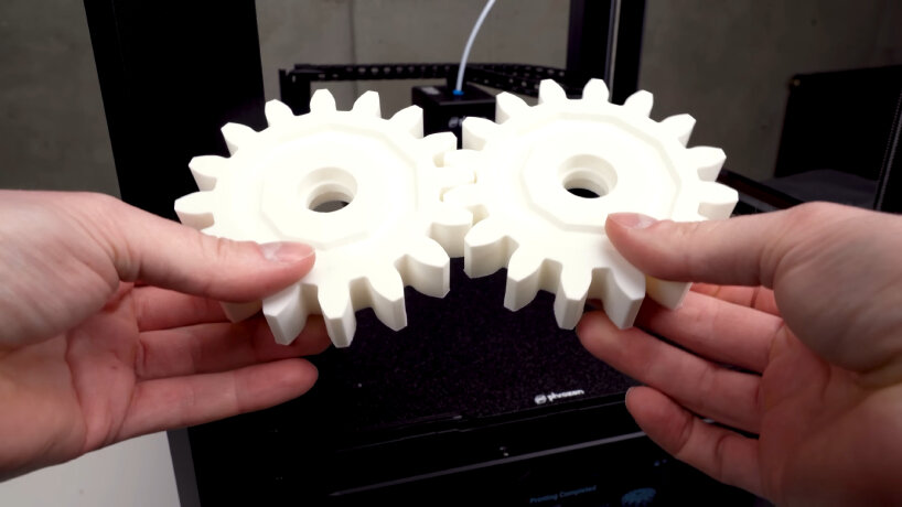 view of the gears after 3D printing