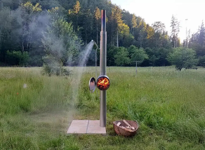 users pop in logs to begin heating up the water