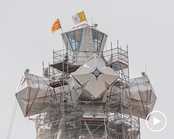 watch: gaudí's sagrada família reaches full height as cross tops tower of jesus christ