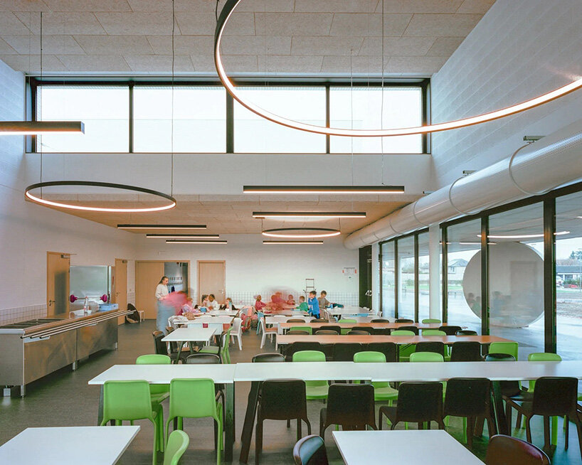 geometric supports guide movement at belgian school by LT2A and open architectes