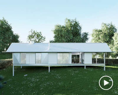 HANGHAR assembles steel-framed prefab residence in 48 hours on sloped spanish plot