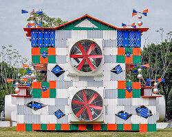 industrial components assemble glowing clock-house by drawing architecture studio in china