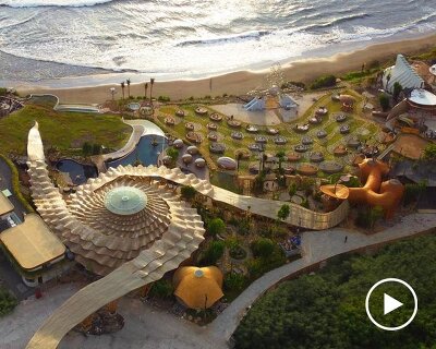 fibonacci sequence inspires surrealist bamboo and basalt architecture of bali beach club