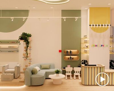 terrazzo patterns and vibrant hues animate children’s hair salon in dubai shopping mall