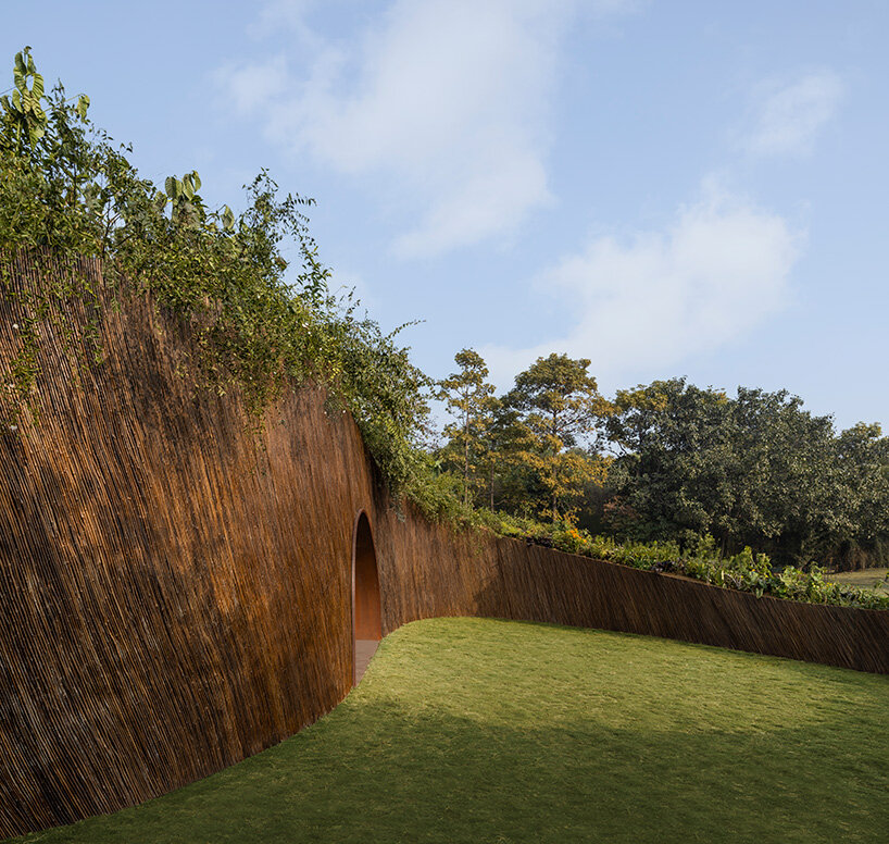 living canopy of native plants tops aranyani's upcycled lantana pavilion in india