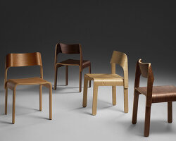 moulded birch plywood bends and curves to shape wave dining chair