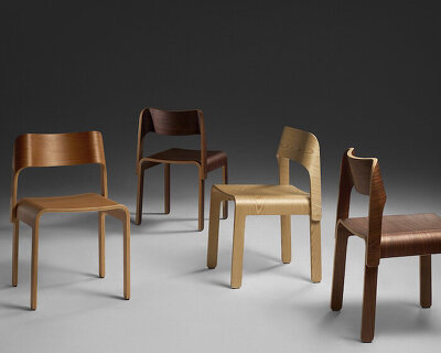 moulded birch plywood bends and curves to shape wave dining chair