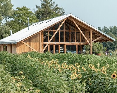 net-zero timber pavilion powers local non-profit farm in massachusetts