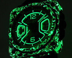 luminescent resin and green rubber light up night vision watch after dark