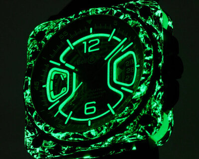 luminescent resin and green rubber light up night vision watch after dark