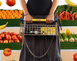 nik bentel rethinks the lidl supermarket shopping cart to create wire-framed 'trolley bag'