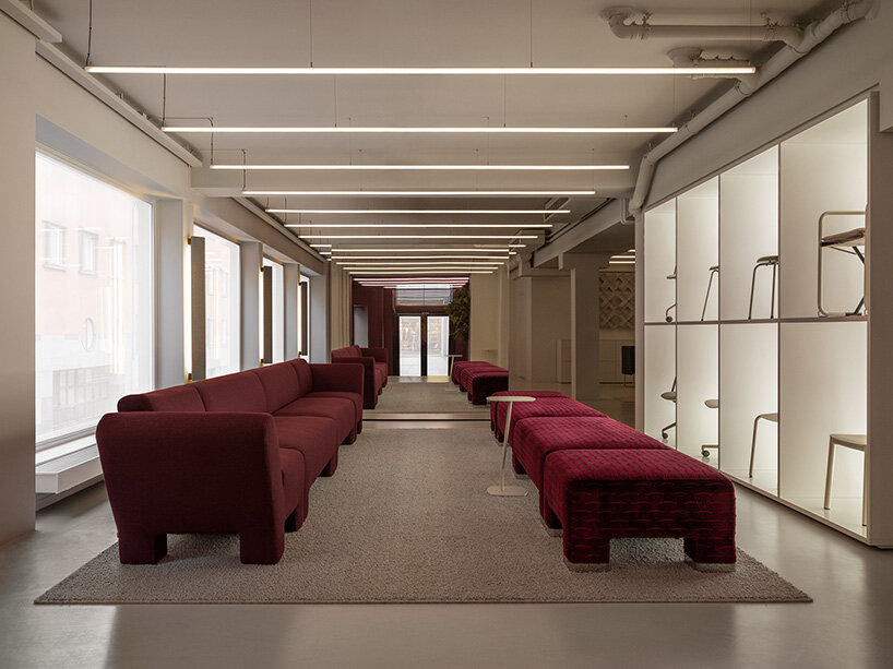 note design studio arranges lammhults design group's stockholm space as sequence of rooms