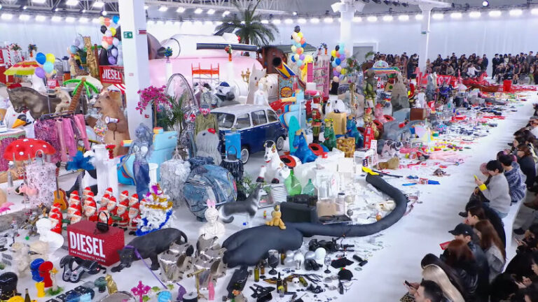 repurposed memorabilia fill diesel’s 2026 runway show in milan