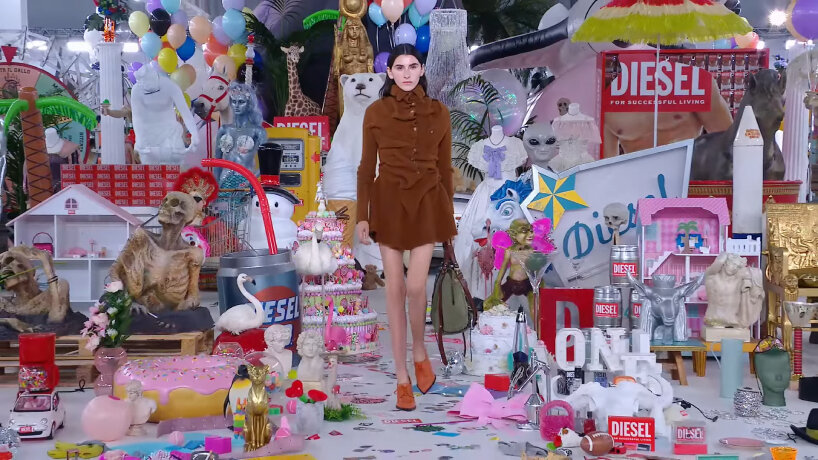 the space works like a scene after a party, with items place across the floor