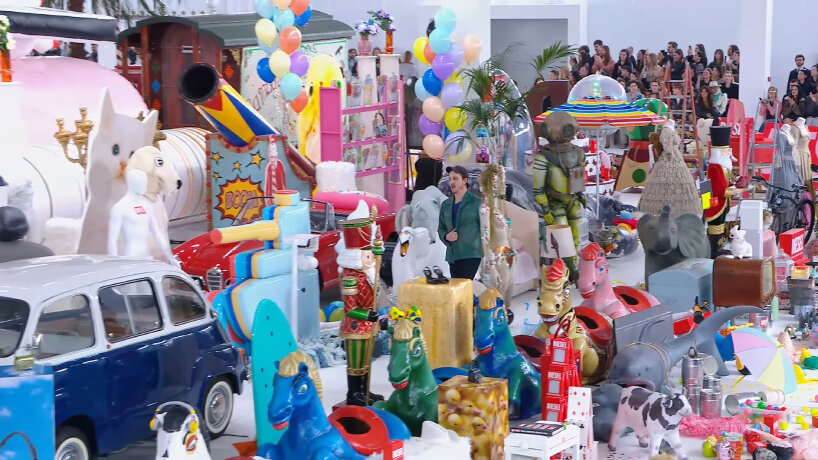 the installation inside Diesel’s 2026 runway show in Milan focuses on upcycling and reuse