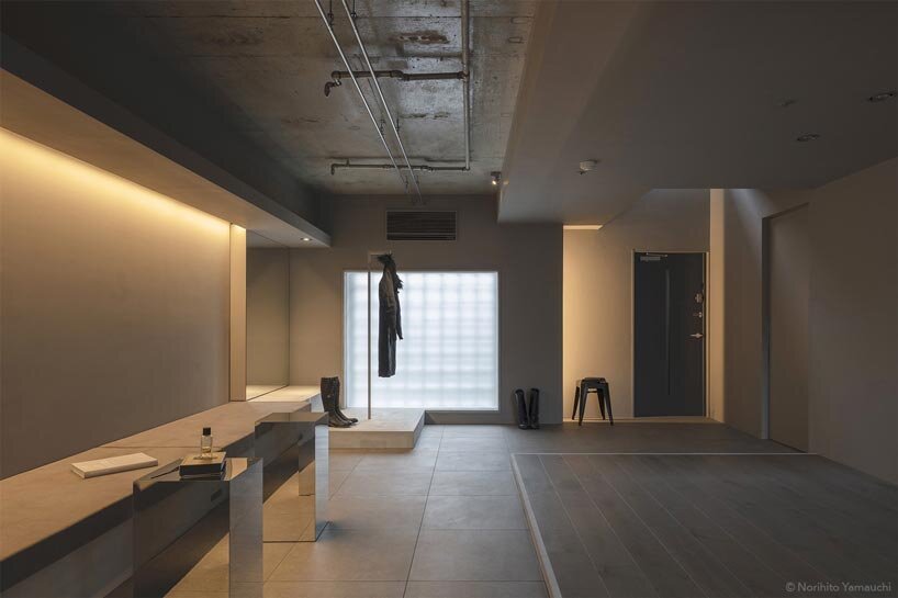 geometric frosted glass screens filter daylight within renovated room 1101 osaka apartment