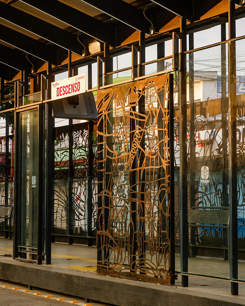 rootstudio's oaxaca bus stops feature cut metal panels inspired by local histories - 1