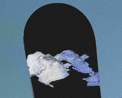 stickers with seeds regenerate snow in mountain areas as the board glides through