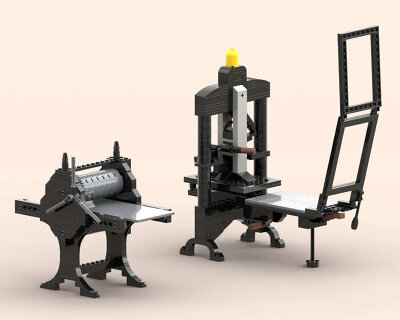 working LEGO printing presses can transfer images and logos onto paper