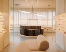 ocular anatomy informs optical salon’s interior in poland