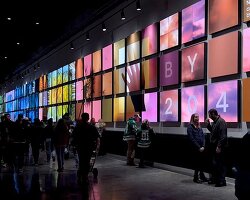 400-foot installation turns climate pledge arena into a living environmental interface