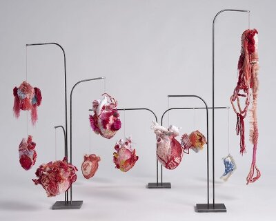 ema shin embroiders intricate detailing into monumental heart for biennial of sydney