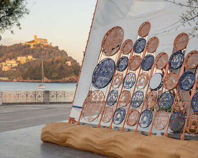 with a pavilion crafted through collective embroidery, izaskun chinchilla tests urban utopia