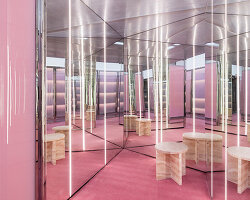 NM3 curates blumarine's new milan boutique with interiors of travertine and pink glass