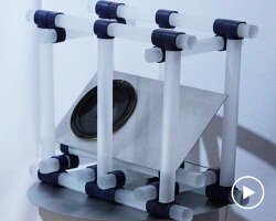 glass loudspeaker draws from uk grime music scene and brutalist architecture