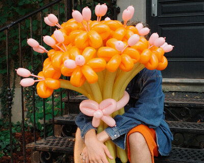 handcrafted latex balloons bloom into biodegradable bouquet of garden flowers