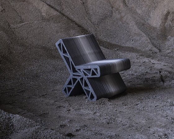 3D printed street furniture recycles concrete and brick construction waste
