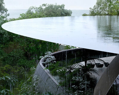 a bowl-shaped rooftop mimicking rainfall tops this winning entry for NOT A HOTEL