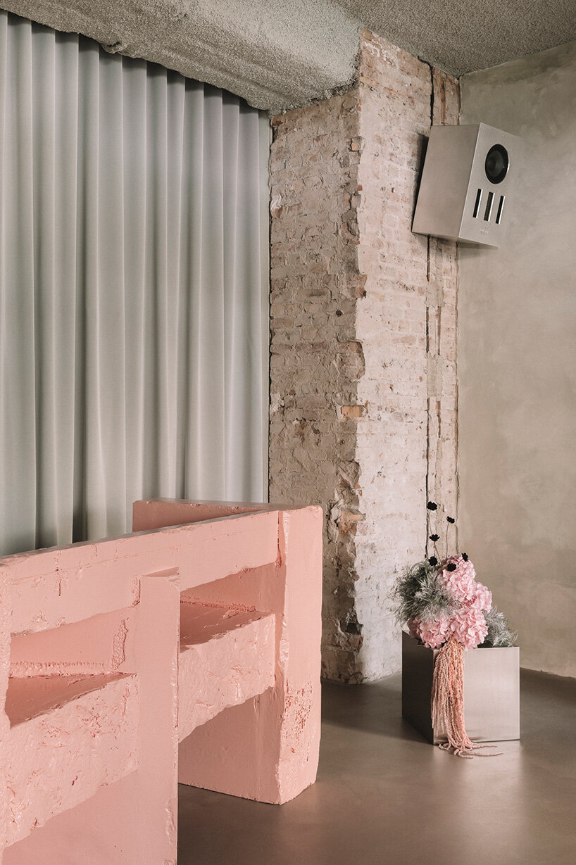 pink sculptural DJ booth by YONT studio sits inside hybrid record store in berlin - 5