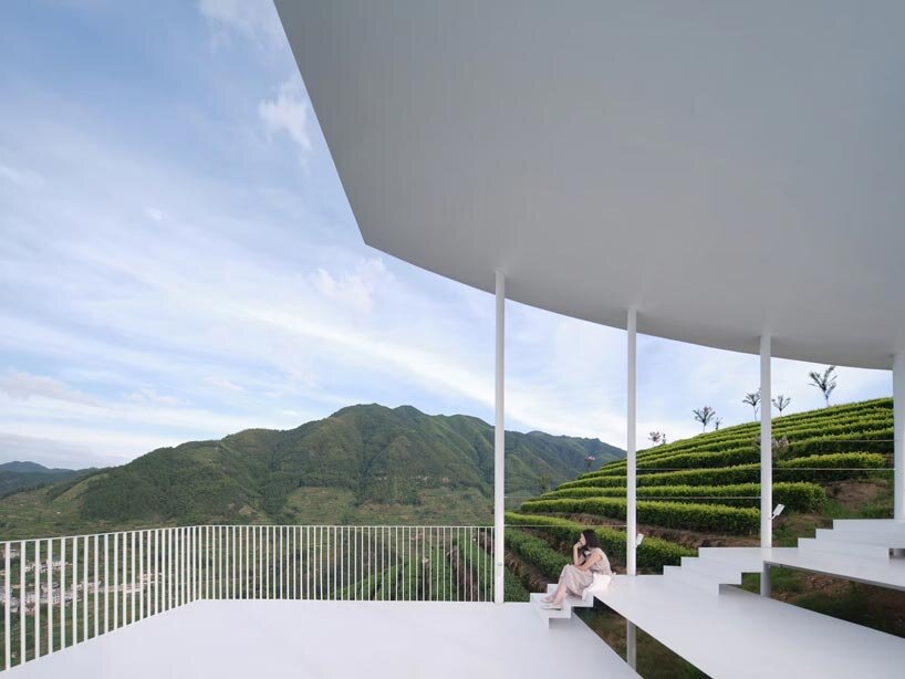 studio RE+N's floating pavilion hovers like a thin white wing above chinese tea mountain - 7