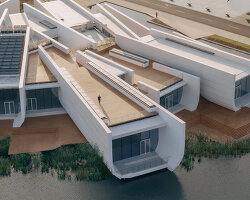 TAO shapes this rural art center with a fanning floor plan to frame wetland views