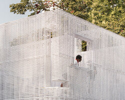 abin design studio's 'unscripted pavilion' is an ethereal grid in mumbai