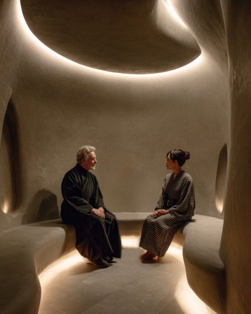 alchemy 38 layers wood, stone, and light into ritual-driven wellness retreat in NY - 4
