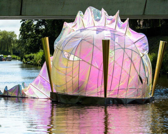 bosch parade returns with floating sculptures and inflatables on dommel river in netherlands