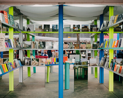 fala turns leftover metal into color-coded grid that multiplies itself through mirror in porto