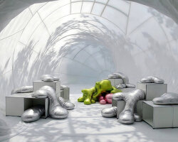 oozing inflatables shape this modular milan installation by USM and snøhetta